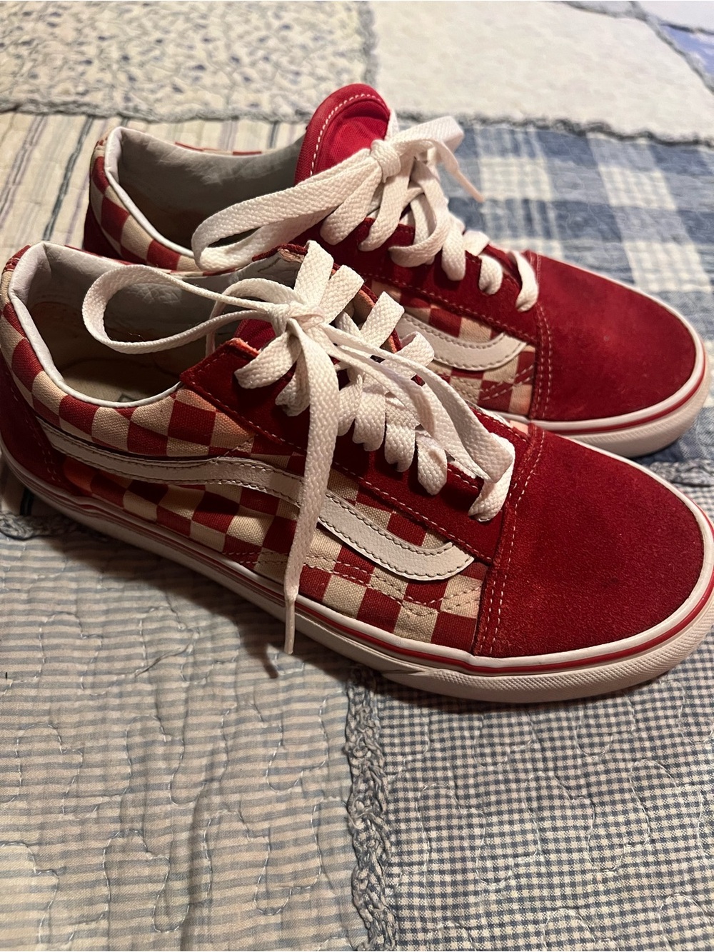 Vans Red Check Old Skool Suede & Canvas Sneaker